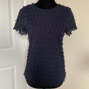 Banana Republic Blue Mesh Transparent Blouse